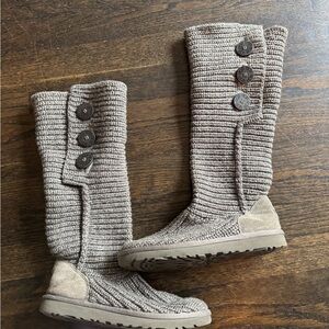 UGG Knit Button-Up Boots - grey